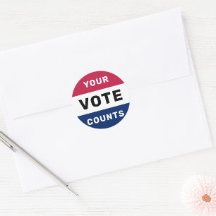 Pegatina Redonda Su voto cuenta Patriótico Americano Elección 2024