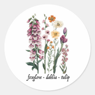 Pegatina Redonda Suave Floral anti Trump Foxglove ventilado Dahlia 