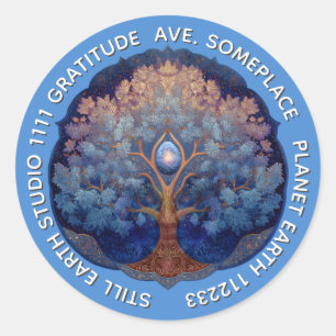 Pegatina Redonda Suave Resplandor   Árbol de la Vida