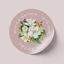 Suave Rosa Malva Floral Gracias. Boda Romántica