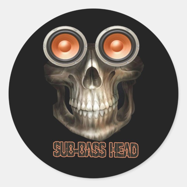 Pegatina Redonda subbass head Dubstep (Anverso)
