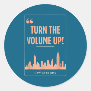 Pegatina Redonda Sube El Volumen Nyc Silueta Zohran Mamdani Para