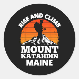 Pegatina Redonda Subir y ascender al monte Katahdin ascensión al mo
