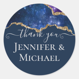 Pegatina Redonda Sublime Agate Blue Gold BODA SUITE