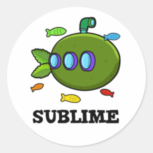 Pegatina Redonda Sublime Funny Submarine Fruit Lime Pun