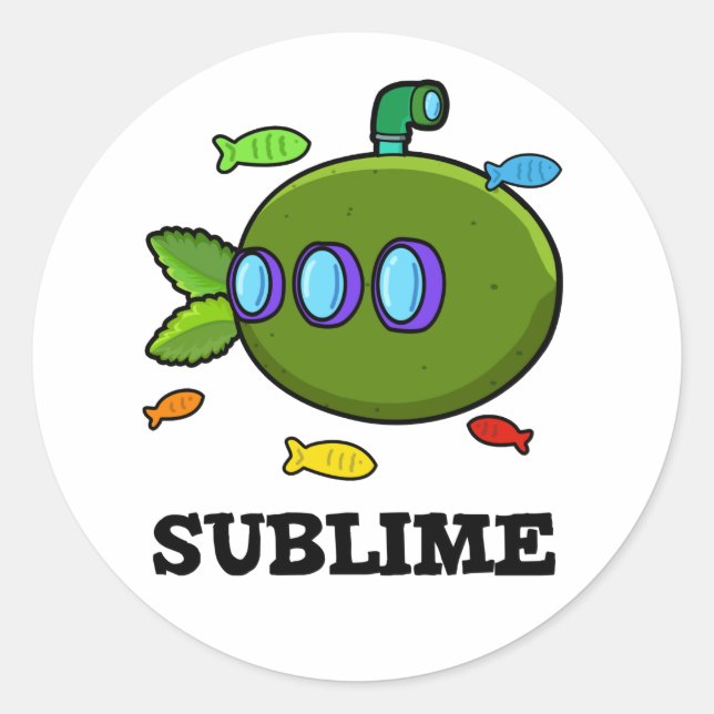 Pegatina Redonda Sublime Funny Submarine Fruit Lime Pun (Anverso)