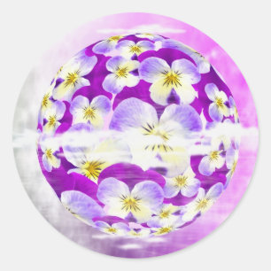 Pegatina Redonda Sublime y simple estampado violeta de flores en el
