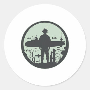 Pegatina Redonda Submariner Veterano Submersible Nuclear