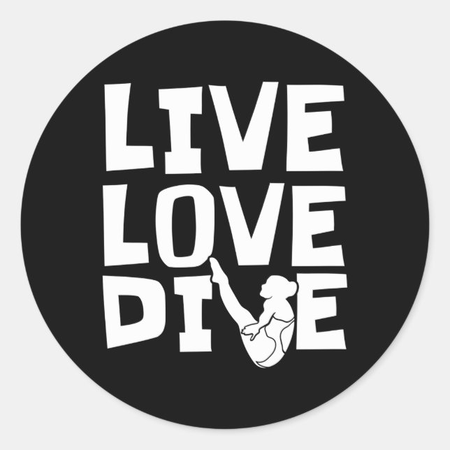 Pegatina Redonda Submarinismo Platform Diver Love Springboard (Anverso)