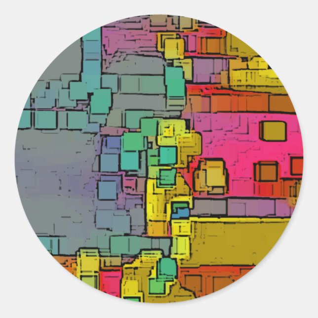 Pegatina Redonda "Subway" Arte Geométrico (Anverso)