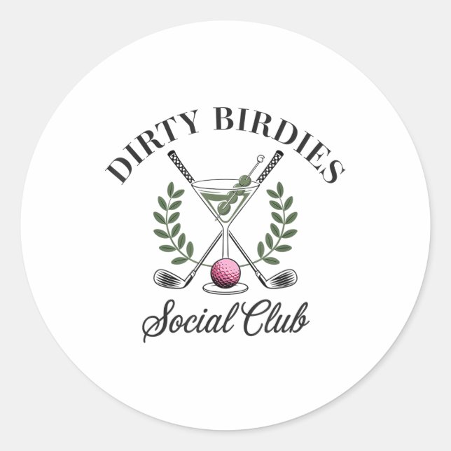 Pegatina Redonda Sucio Birdies Club Social Golf & amp; Bebida F (Anverso)