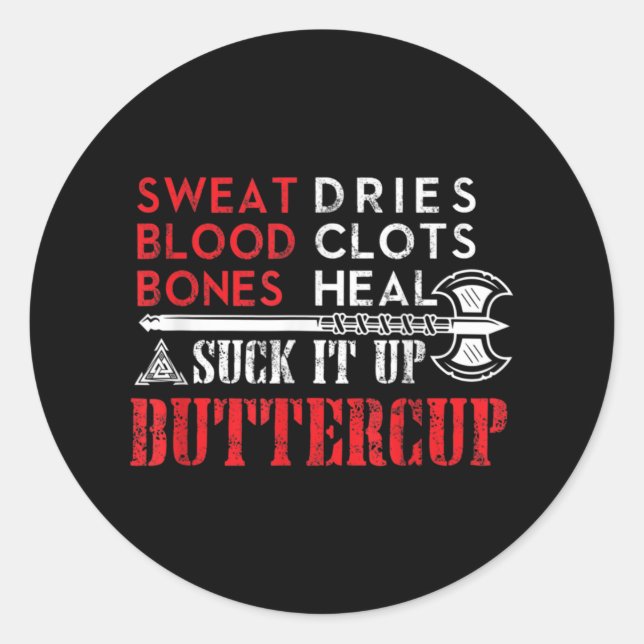 Pegatina Redonda Suck it Buttercup Funny Design (Anverso)