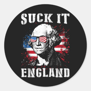 Pegatina Redonda Suck It England Funny 4 De Julio Día Conmemorativo