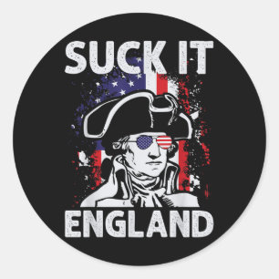 Pegatina Redonda Suck It England Funny 4 De Julio Día Conmemorativo