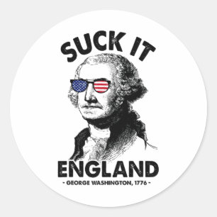 Pegatina Redonda Suck It England Funny 4 De Julio George Washingto