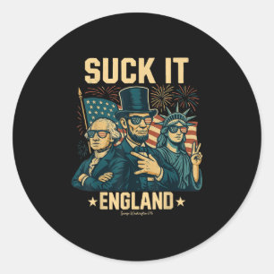 Pegatina Redonda Suck It England Funny George Washington 1776 Usa 4