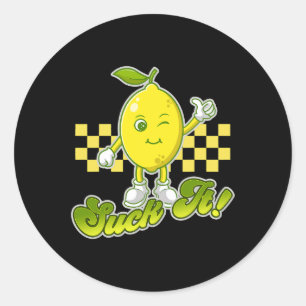 Pegatina Redonda Suck It Green Lime Lemon Love Funny Fiesta mexican