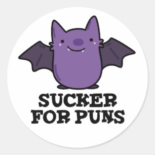 Pegatina Redonda Sucker For Punls Funny Baby Bat Pun