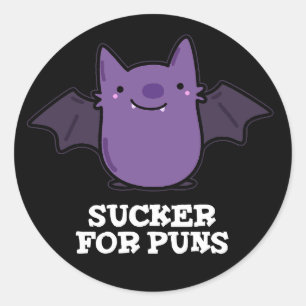 Pegatina Redonda Sucker For Puns Funny Baby Bat Pun Dark BG