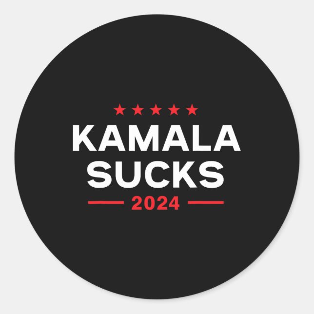 Pegatina Redonda Sucks 2024 Anti Kamala Harris (Anverso)