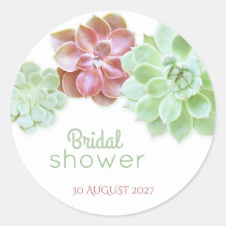Pegatina Redonda Suculentos Cactus Bridal Shower