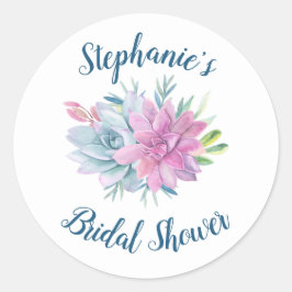 Pegatina Redonda Sucultores de acuarela Ducha de novia