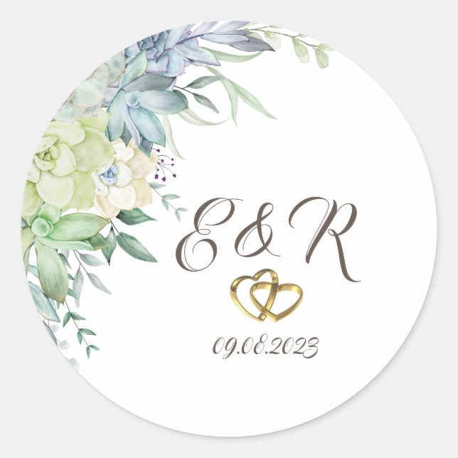 Pegatina Redonda Sucultores del desierto de acuarela (Anverso)