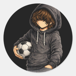 Pegatina Redonda Sudadera con capucha estilo Rock On fútbol 