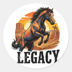 Pegatina Redonda Sudadera con capucha Legacy Wild Horse – Atardecer