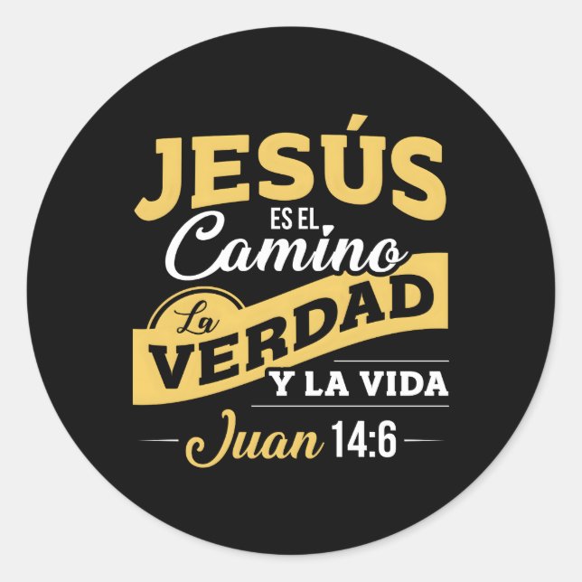 Pegatina Redonda Sudadera Con Capucha Para Cristianos Español (Anverso)