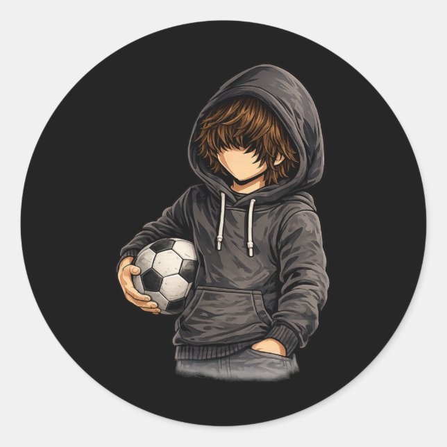 Pegatina Redonda Sudadera Estilo Rock On Fútbol  (Anverso)