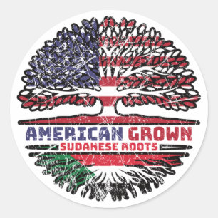 Pegatina Redonda Sudán Árbol sudanés norteamericano norteamericano