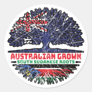 Pegatina Redonda Sudán del Sur Australia-Sudán Australia