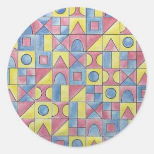 Pegatina Redonda Sudoku Uno - Arte geométrico moderno minimalista B