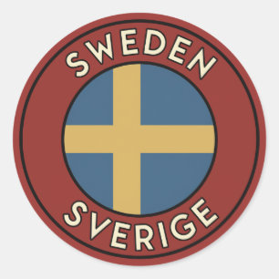 Pegatina Redonda Suecia Sverige