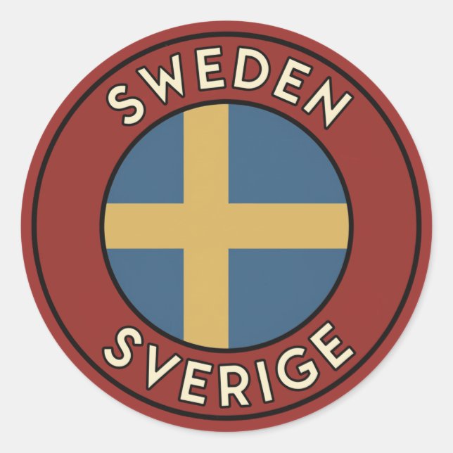 Pegatina Redonda Suecia Sverige (Anverso)