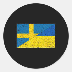 Pegatina Redonda Suecia Ucrania Bandera Suecia Nacionalidad Ucrania