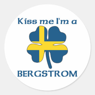 Pegatina Redonda Sueco personalizado me besa soy Bergstrom