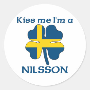 Pegatina Redonda Sueco personalizado me beso, soy Nilsson