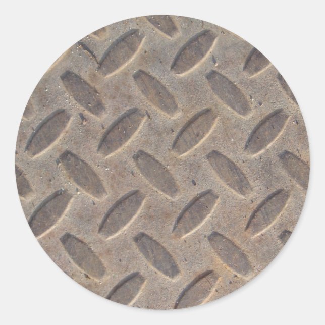 Pegatina Redonda Suelo de acero de placa de diamante (Anverso)