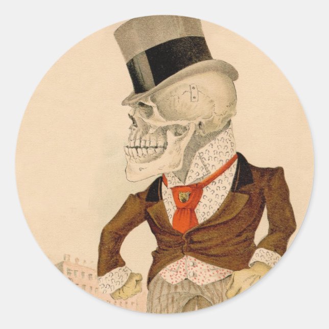 Pegatina Redonda Suelo esquelético (Anverso)