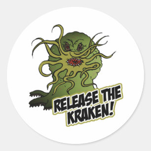 Pegatina Redonda suelta al kraken