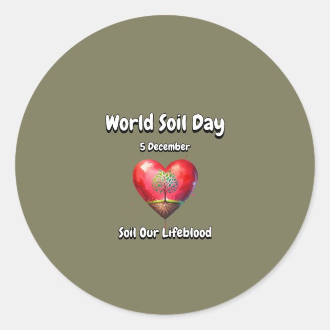 Pegatina Redonda Suéltenos Con Nuestra Vida. Día Mundial del Suelo  (Anverso)