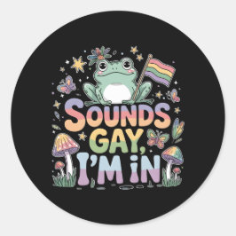 Pegatina Redonda Suena gay, estoy en el diseño de ranas