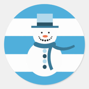 Pegatina Redonda Sueño Con Un Hombre De Nieve Blanco