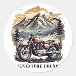 Pegatina Redonda Sueño de aventura: Viaje en bicicleta de Leyenda