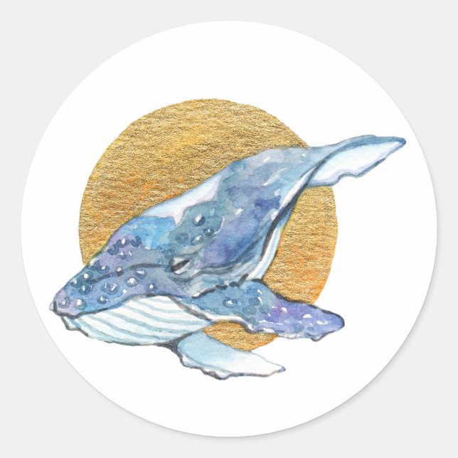 Pegatina Redonda Sueño de ballena (Anverso)
