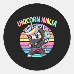 Pegatina Redonda Sueño de escuadrón de preescolar de Chica Ninja de