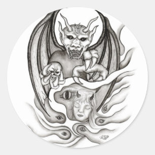 Pegatina Redonda Sueño de Medianoche - Diablos
