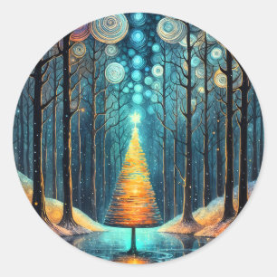 Pegatina Redonda Sueño feriado irlandés 🎄 brillante árbol navideño